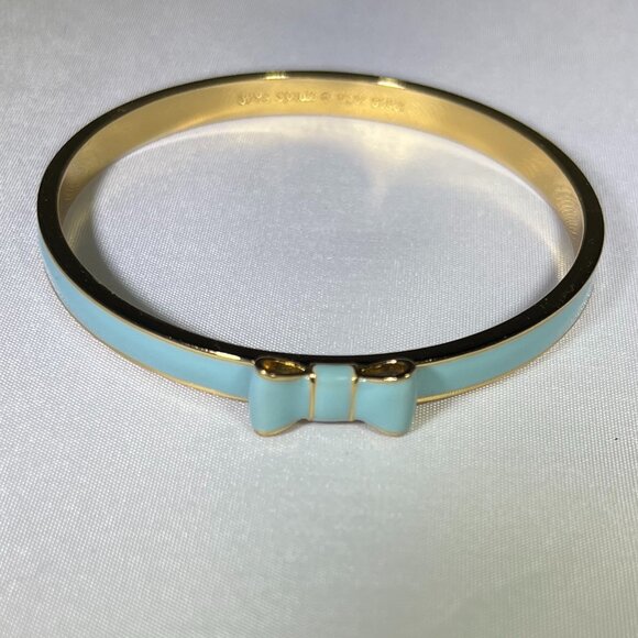 RARE New Kate Spade 2014 Take A Bow “EMULATES TIFFANY BLUE COLOR”Plated Bracelet - Picture 6 of 8